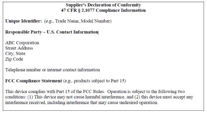  FCC SDOC簡易模板